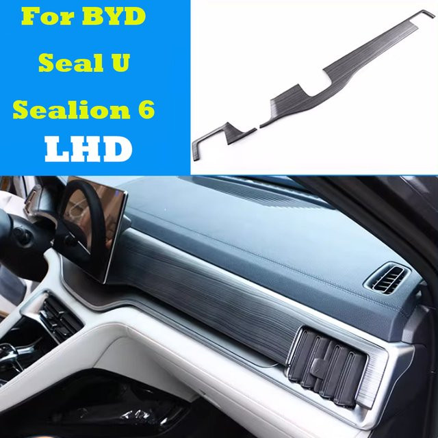 Zubehör für BYD Seal U Sealion 6 2024-2026: Mittelkonsole und Instrumententafel Umrandung aus ABS in Schwarz mit gebürsteter Textur - Bild 1