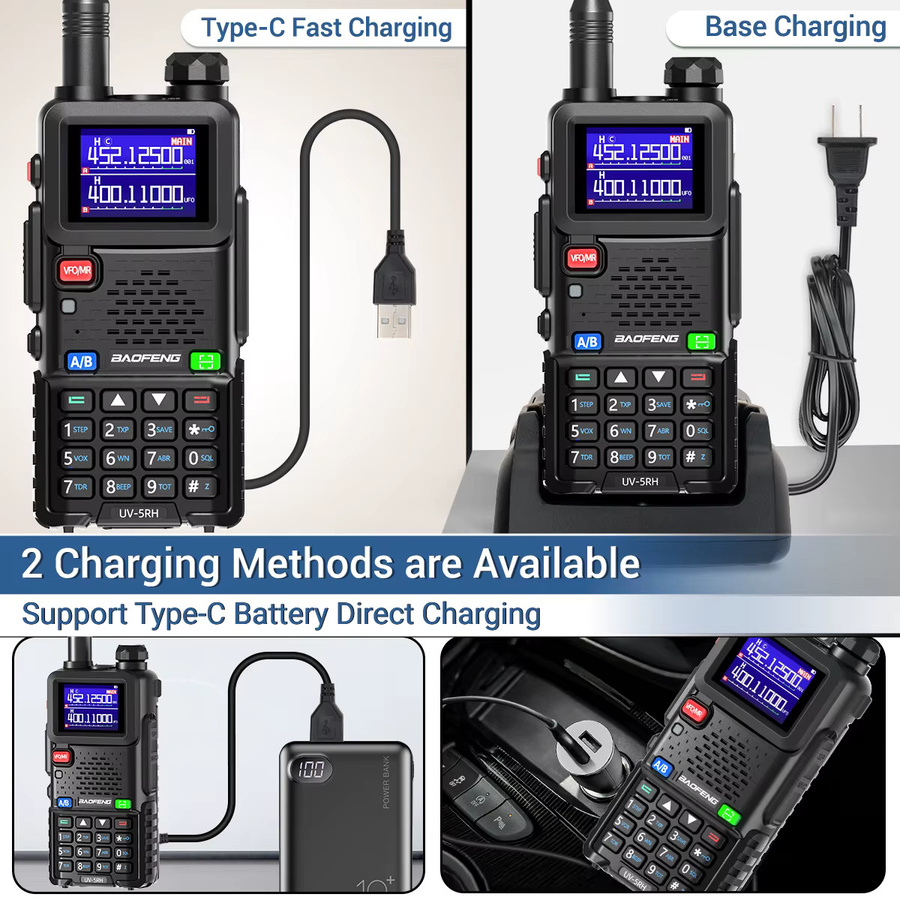 Baofeng UV 5RH Walkie Talkie mit Air Band und Typ-C Anschluss in Schwarz - Bild 4