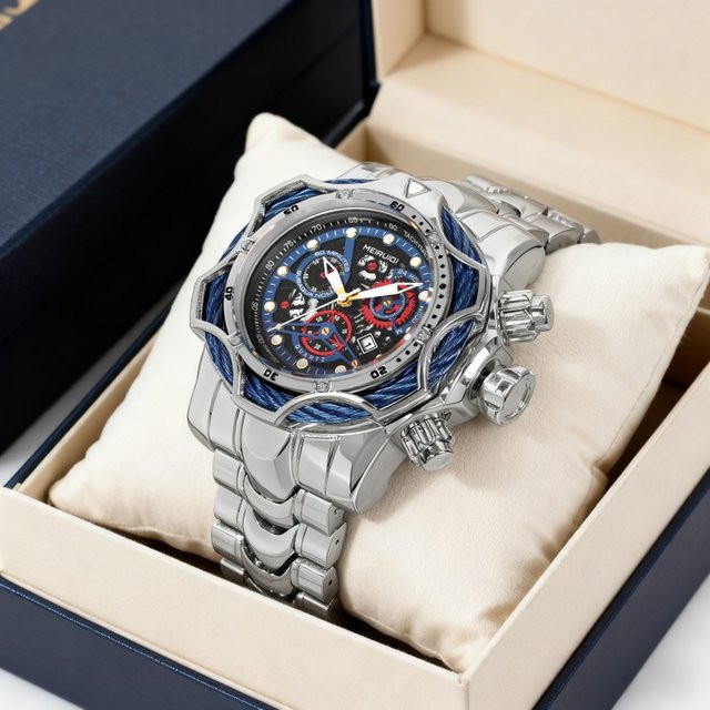 MEIRUIQI Armbanduhr Edelstahl, Quarz, Silber, Herren - Bild 1