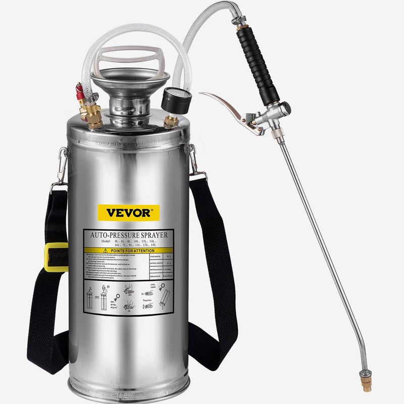 Buying Solutions MB Drucksprühgerät aus Edelstahl in Silber mit 8 l Fassungsvermögen, verstellbare Düse und verstellbarer Schultergurt - Bild 8