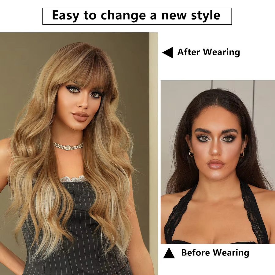 NAMM Perücke für Damen, blond, platinfarben, mit Pony, synthetisch - Bild 2