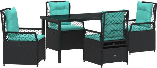 vidaXL Garten Essgruppe 5-teilig aus Poly-Rattan und Glas in Schwarz - Bild 1