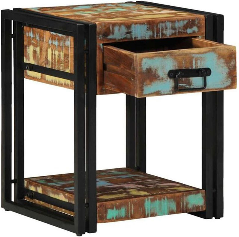 Nachttisch aus recyceltem Massivholz von vidaxl in Bunt im Modernen Landhaus und Industrial Stil, B/T/H: 40 x 40 x 50 cm - Bild 1