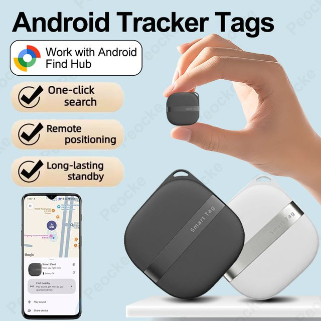 Peocke Intelligenter GPS-Tracker in Schwarz kompatibel mit Google Find My Device für Android zur Gegenstandeverfolgung und als Anti-Verlust Schlüsselfinder - Bild 1