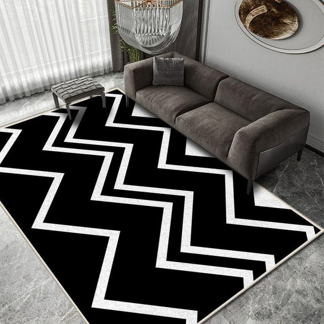 Schmutzabweisender Wohnzimmer Teppich in Sand und Schwarz mit Cashmere-Imitation, rutschfest und modern, B/T: 60 x 40 cm - Bild 1