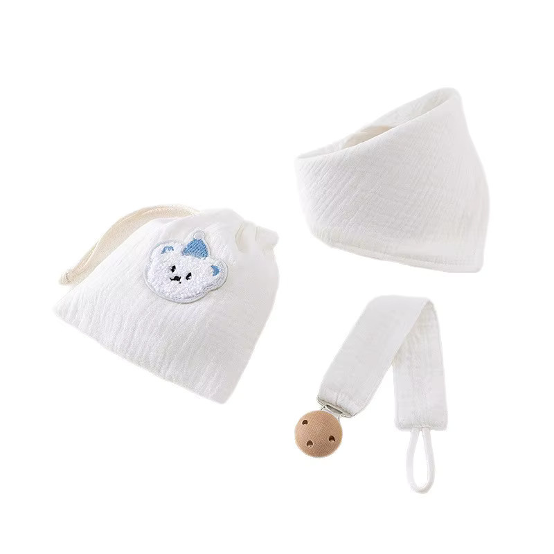 DANIVIVI Baby Lätzchen und Schnuller Clips Set aus Baumwolle, 3-teiliges Set in Braun - Bild 2