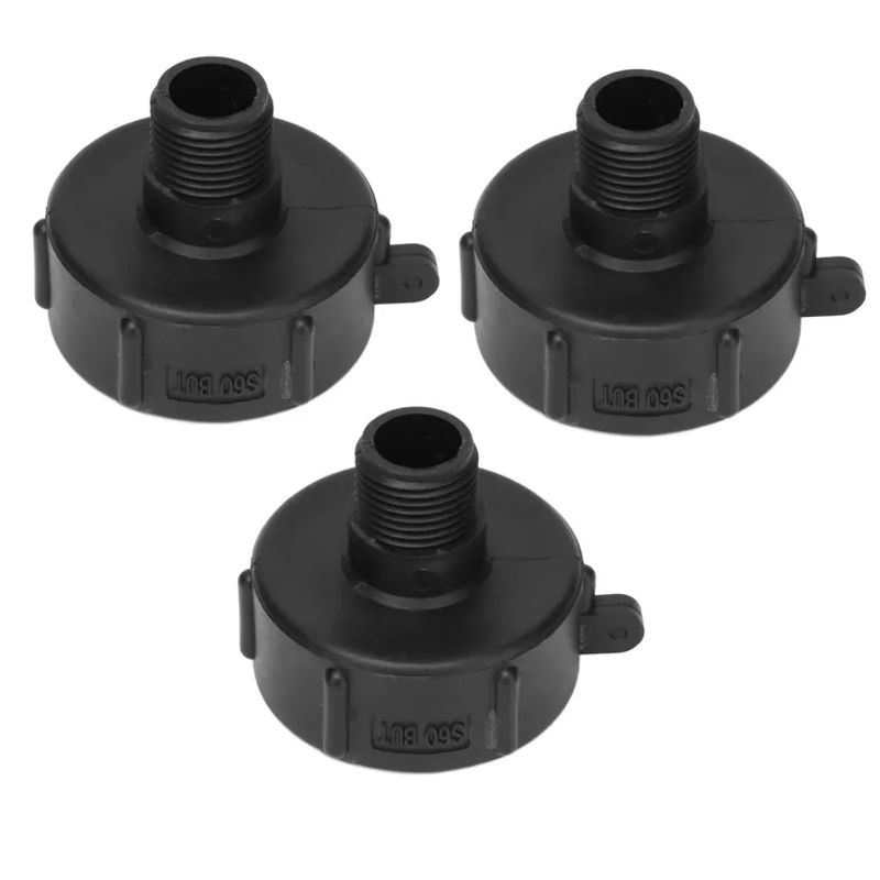 3er Set IBC Tankanschluss G34 Gewinde aus schwarzem ABS Kunststoff als Ablaufadapter Ersatzventilanschluss S60x6 von TOMTOP JMS - Bild 7