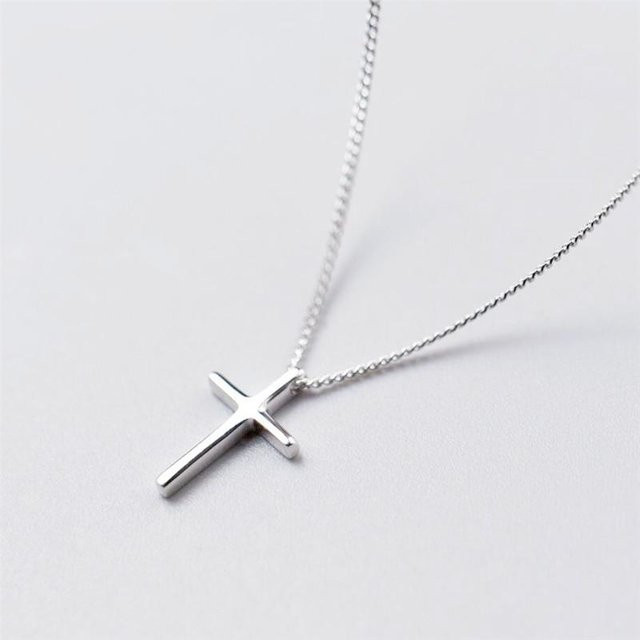 Halskette mit Kreuz Anhänger, 925 Silber, 45 cm, Damen - Bild 1