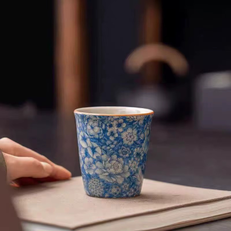 Antike blau-weiße Keramik-Teetasse mit Crackle-Glasur für Kung-Fu-Teesets - Bild 3