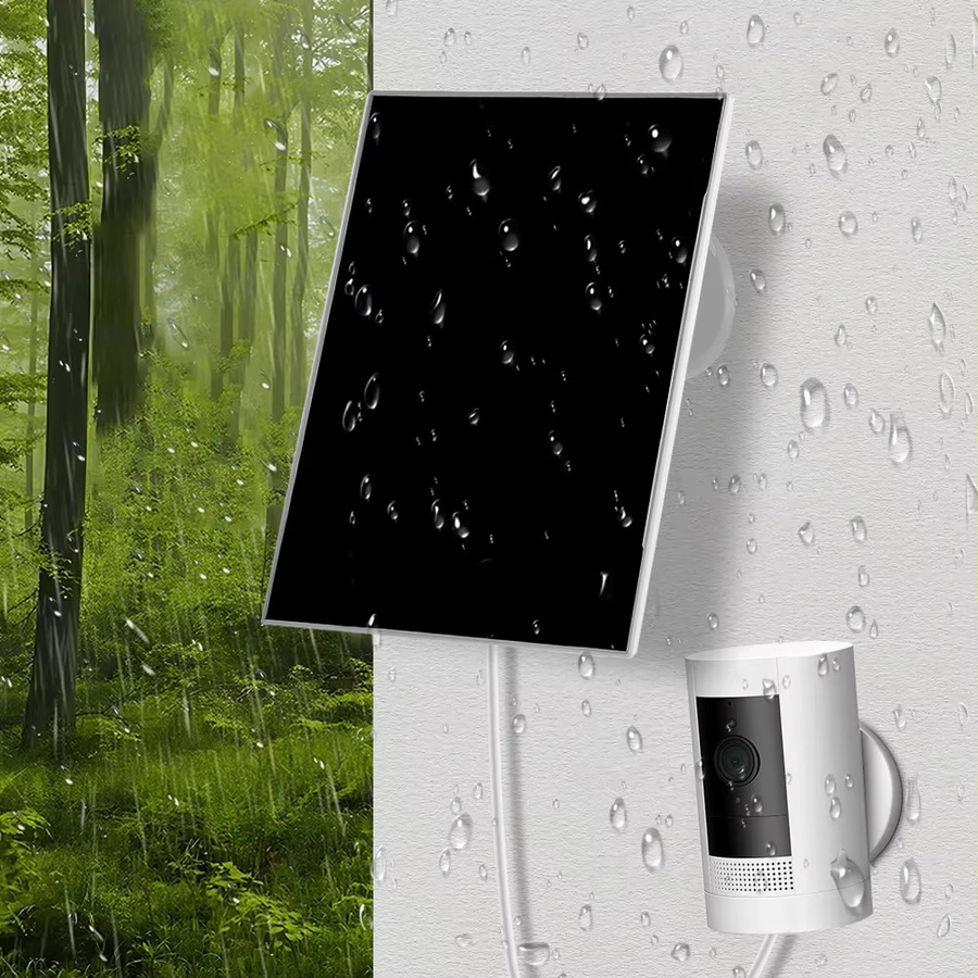ALLOYSEED Solarpanel 3W 6V mit USB und Typ-C für Ring Eufy Blink Arlo Sicherheitskameras, Weiß, Wandmontage Ladegerät - Bild 2