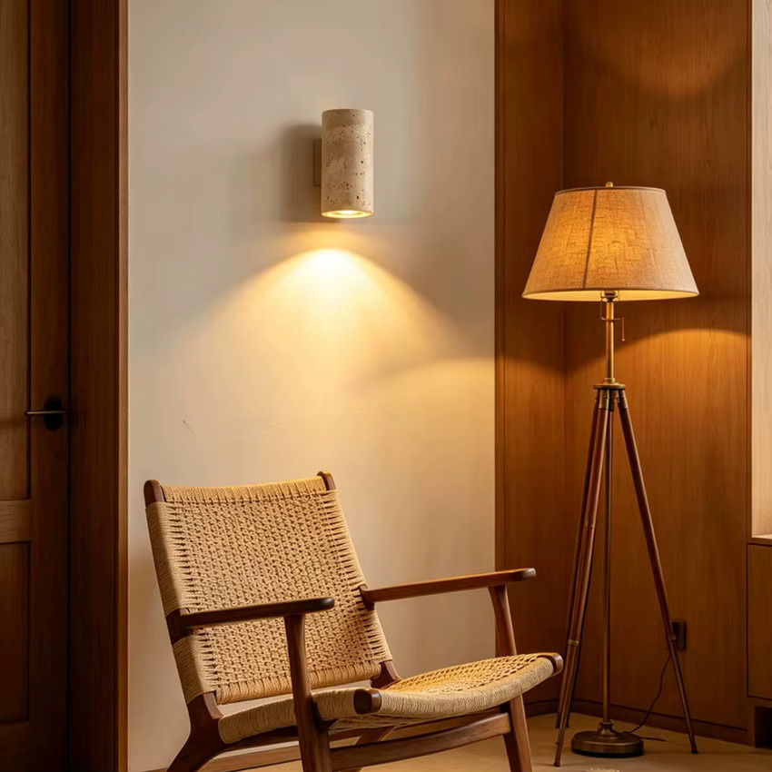 Feiyunlux LED Wandleuchte aus Stein in Beige und Gelb für Schlafzimmer, Wohnzimmer und Treppenhaus - Bild 3