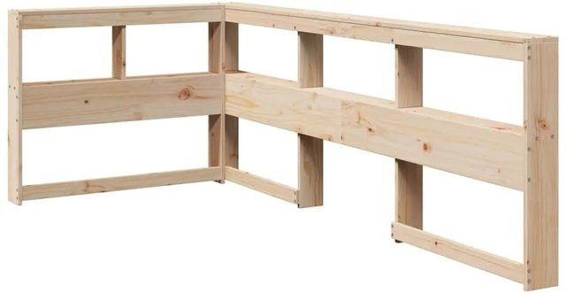 vidaXL Kopfteil mit integriertem Bücherregal in L-Form aus Massivholz Kiefer, rustikal, Breite: 80 cm - Bild 1