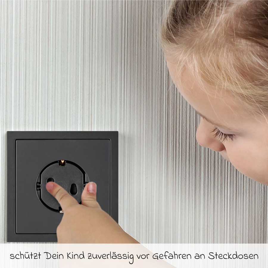 Reer Steckdosenschutz 5er Pack Schwarz zur schnellen Montage ohne Kleben oder Schrauben - Bild 1
