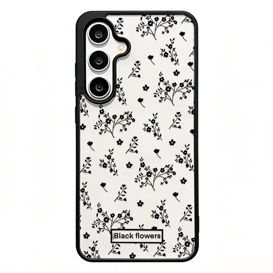 Stoßfeste Handyhülle mit Blumen-Design für Samsung Galaxy S25 S26 Ultra S24 FE S23 A56 5G A55 A54 A36 A17 A16 A15 A07 in Schwarz Matt - Bild 7