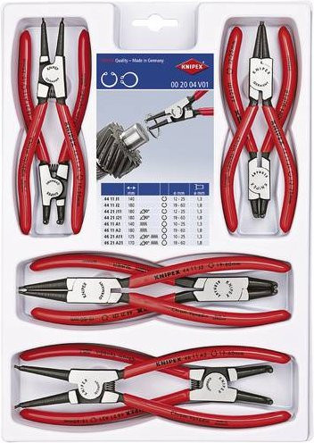 Knipex Sicherungsringzangen-Set 00 20 04 V01, 8-teilig, für Außen- und Innenringe 19-60 mm - Bild 1