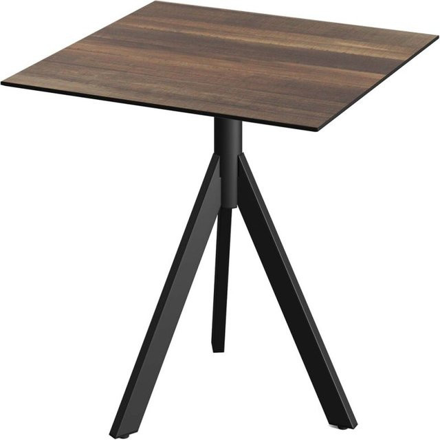 Feros Infinity Tripod Terrassentisch mit HPL Platte, quadratisch, schwarz/hellbraun, B/T/H: 70 x 70 x 74 cm - Bild 1