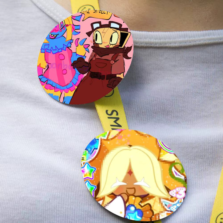 Runde Anime-Mädchen Manga-Anstecknadeln aus Metall in Multicolour für Rucksäcke und Kleidung - Bild 3
