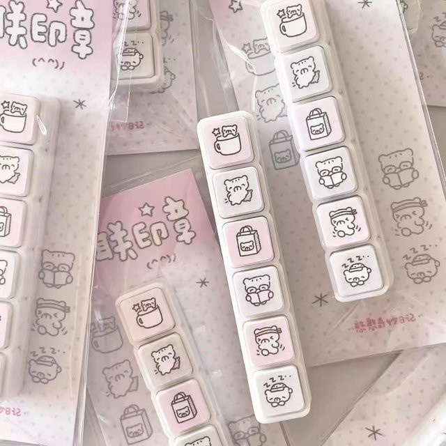 Selbststempelnder Stimmungsstatus-Stempel in Pink und Multicolour für tägliche Check-ins in Planern und Notizbüchern - Bild 1