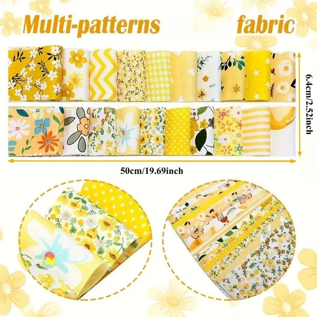 40-teiliges Set Stoffstreifen mit Blumendruck in Multicolour für Näharbeiten und DIY-Projekte - Bild 1