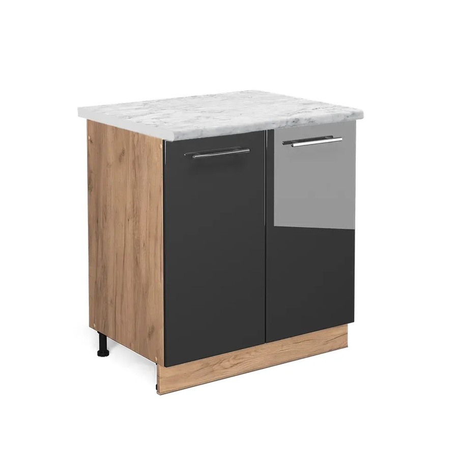 Vicco Spülenunterschrank Fame-Line in Anthrazit Hochglanz und Goldkraft Eiche mit Soft-Close-Türen, B/T/H: 80 x 60 x 82 cm - Bild 2