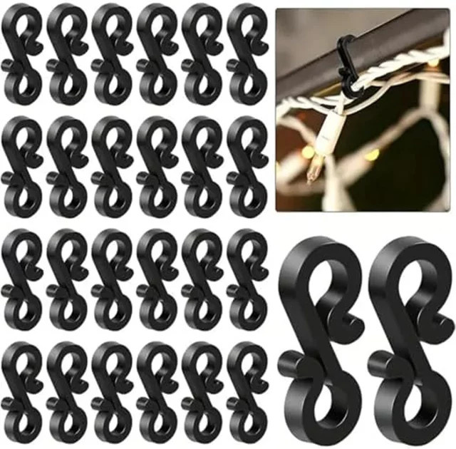 VIBRATITE S-Haken Weihnachts-Lichterketten-Clips aus Kunststoff in Schwarz und Weiß - Bild 1