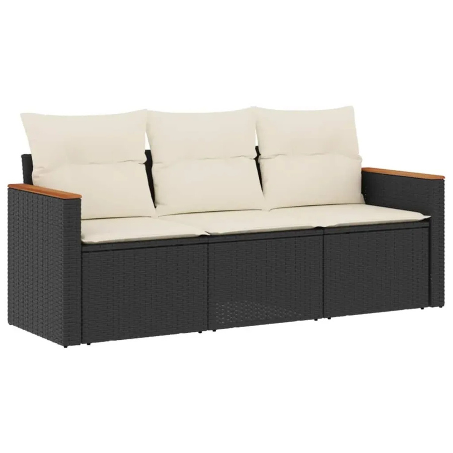 vidaXL Garten-Sofagarnitur aus Polyrattan in Schwarz mit Sitzkissen und Stauraum - Bild 2