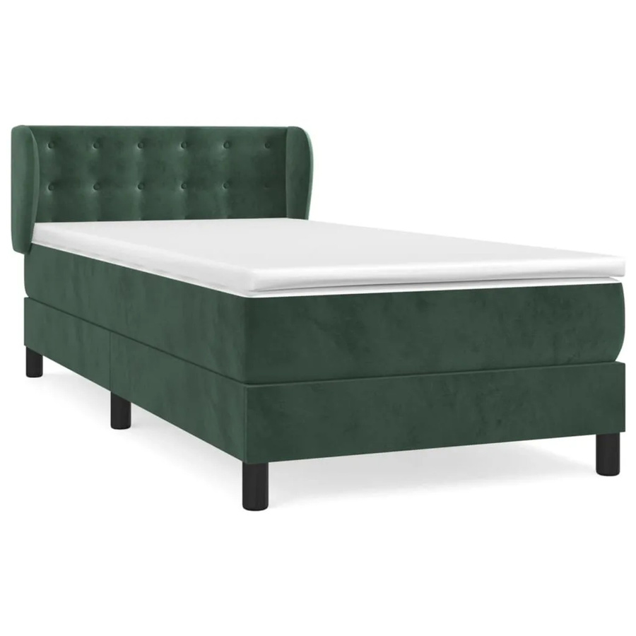 vidaXL Boxspringbett mit Matratze Dunkelgrün Samt B/T/H: 90 x 200 x 88 cm - Bild 2