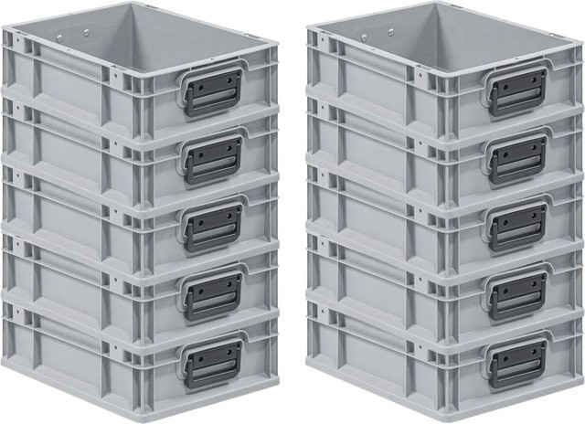PROREGAL Spar Set 10x Eurobox Nextgen Portable Duo Transportbehälter Grau H x B x T: 12 x 30 x 40 cm - Bild 1