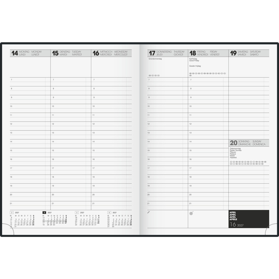 BRUNNEN Buchkalender 781 für 2027 in A4 mit Hardcover, Wochen- und Monatsübersicht, Schwarz-Weiß - Bild 2
