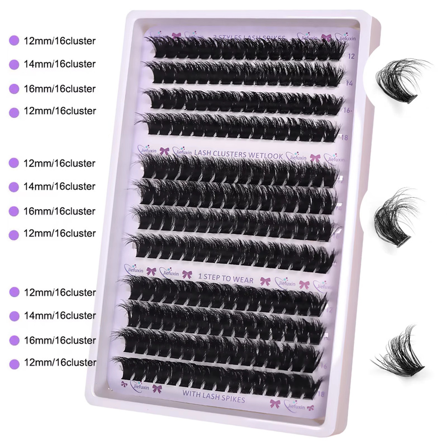 JIEFUXIN Wispy Lash Clusters Wimpernverlängerungen, Damen - Bild 3