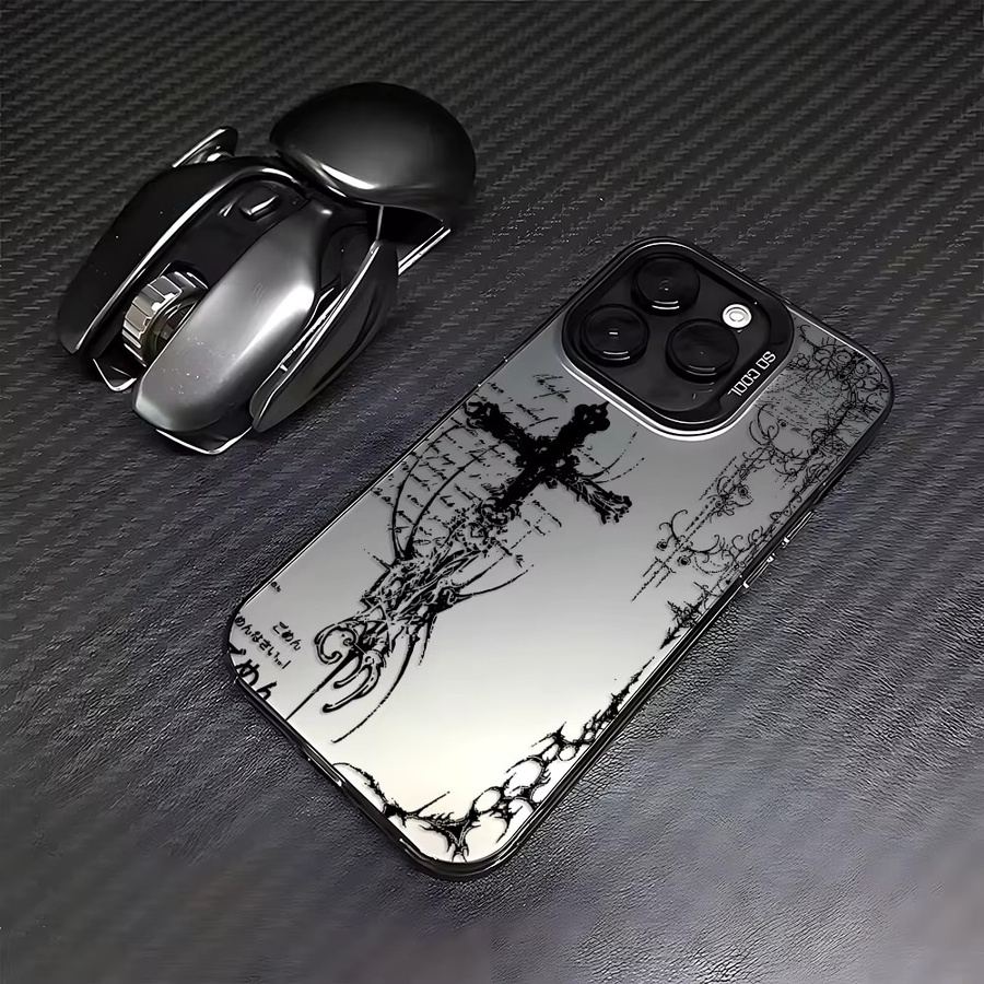Gothic-Kreuz Handyhülle in Schwarz für iPhone 11 bis iPhone 17 Pro Max mit Anti-Fall-Schutz und mattem Finish - Bild 3