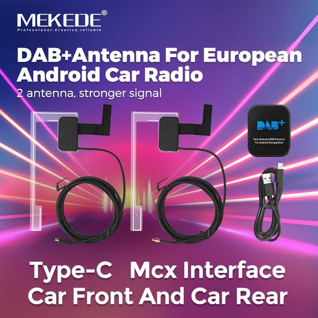 MEKEDE Dual DAB+ Antennen Adapter mit Typ-C und MCX Schnittstelle für Android Autoradio und Navi, Schwarz - Bild 1