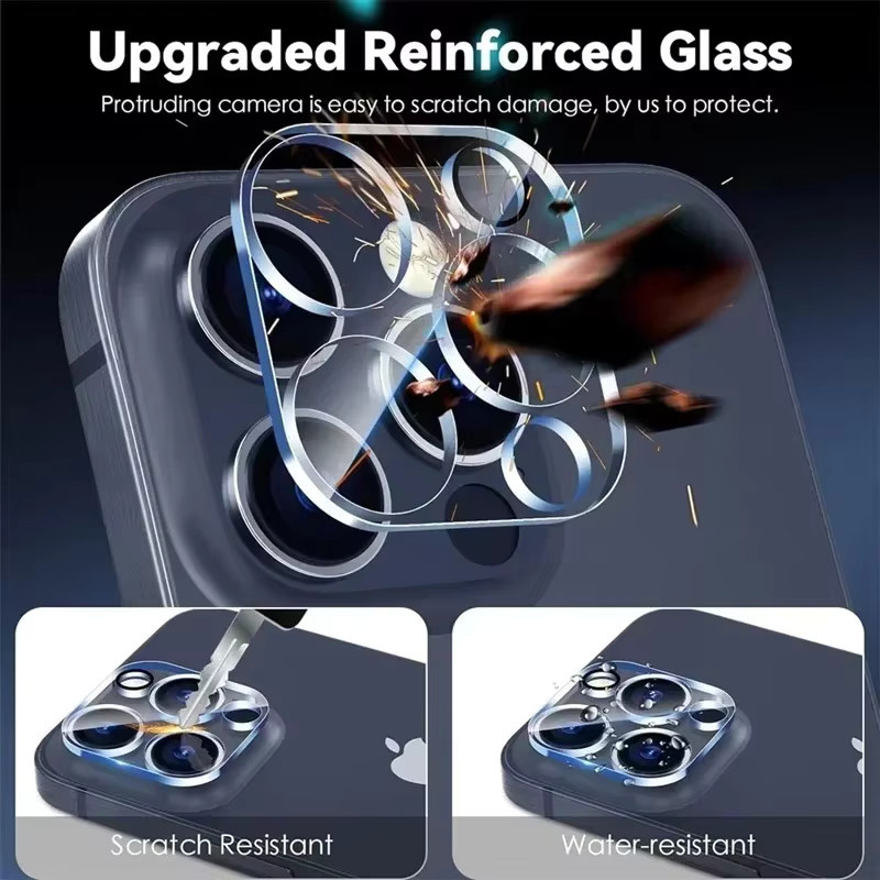 4er-Set Objektiv-Schutzglas für Apple iPhone 11 12 13 14 15 16 Pro Max Plus Mini, transparent - Bild 3
