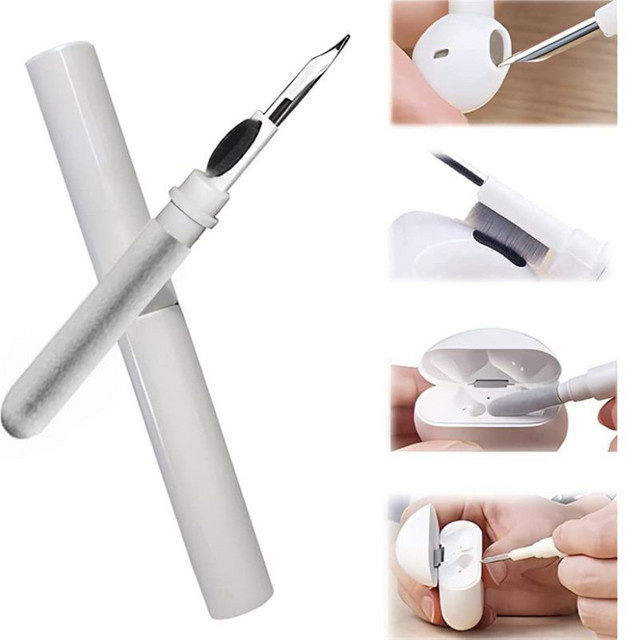 3-in-1 Bluetooth-Kopfhörer-Reinigungsset mit Reinigungsstift und Bürste für kabellose Ohrhörer und Etuis in Schwarz oder Weiß - Bild 1