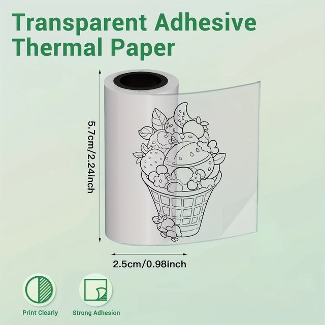 Transparentes Thermodruckerband für Mini-Thermodrucker, Aufkleberpapier B: 57 mm, H: 25 mm - Bild 1