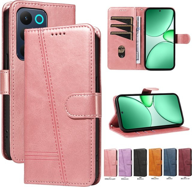 Magnetische Ledertasche für Realme Pro Plus 4G 5G und diverse Modelle in Gelb oder Pink - Bild 1