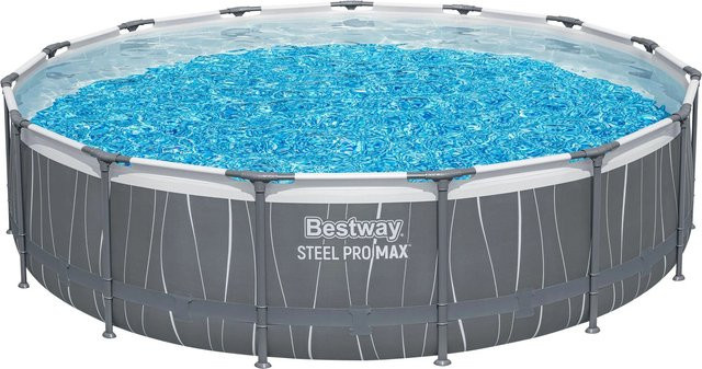 Bestway Solo Pool Steel Pro MAX LED-Design runder Aufstellpool mit Stahlrahmen Durchmesser: 457 cm, Höhe: 107 cm - Bild 1