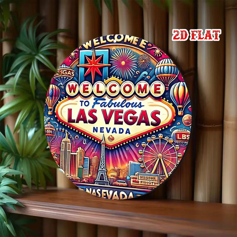 Las Vegas Willkommensschild Wandkunst aus Aluminium von Potdemiel, Retro Vintage Stadtbild Design, Multicolor, B/H: 19,99 x 19,99 cm - Bild 5