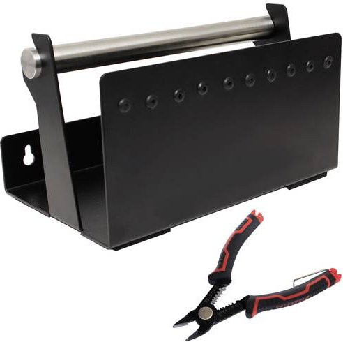 Quadrios Kabelabroller Set Schwarz mit Schneidezange 23CA259, 2 Teile, Wandmontage aus Stahl, Breite: 20 cm - Bild 1