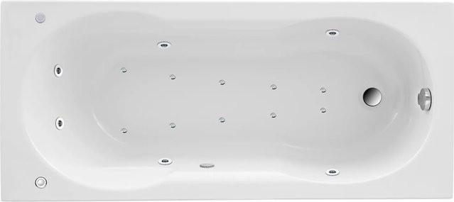 Ottofond Badewanne Nixe 170 cm Weiß mit Whirlpool Typ 3 Chrom und pneumatischer Steuerung - Bild 1