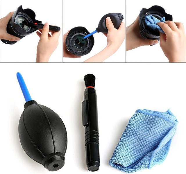 Abay 3-in-1 Reinigungsset in Schwarz für Kamera, Computer und Bildschirme mit Luftgebläse und Objektivpumpe - Bild 1