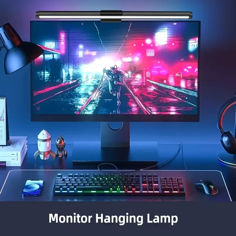 NOVEYEE RGB LED-Monitorleuchte in Schwarz, stufenlos dimmbar mit Touch-Steuerung und USB-Anschluss für Home-Office und Gaming - Bild 3