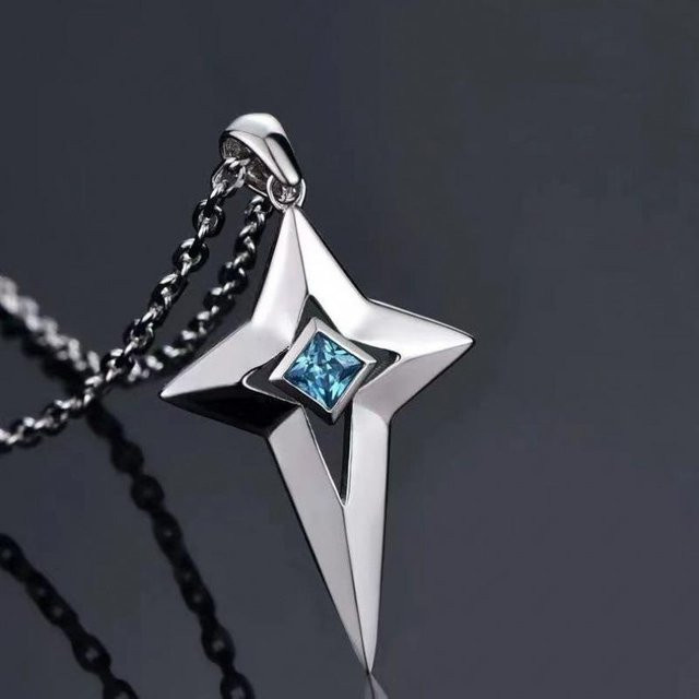 YIRAN Jewelry Anhänger Kreuz, Edelstahl, Blau, Sternförmig, Unisex - Bild 1