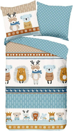 Good Morning Bettwäsche Woodland Flanell aus Baumwolle, Multi, B/H: 135 x 200 cm und 80 x 80 cm