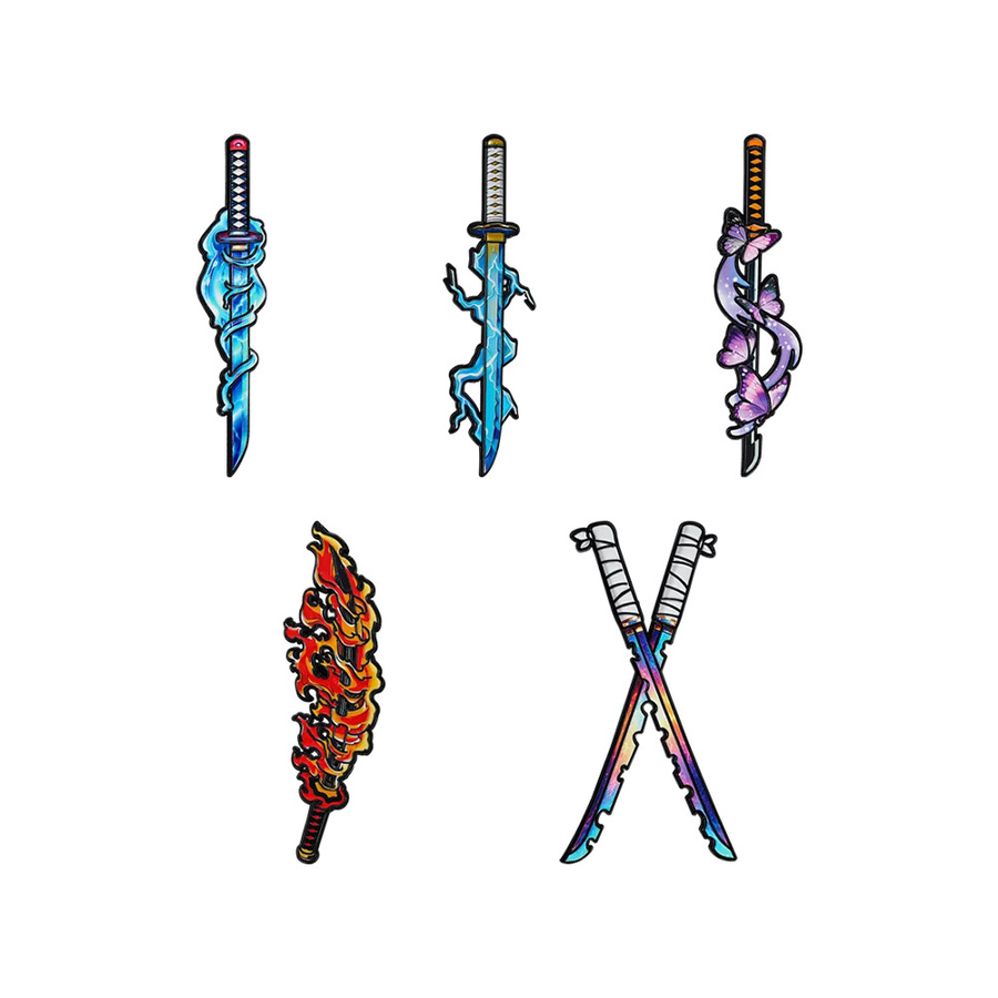Bandai 5er-Set Demon Slayer Nichirin-Schwert Emaille-Pins, Broschen - Bild 5