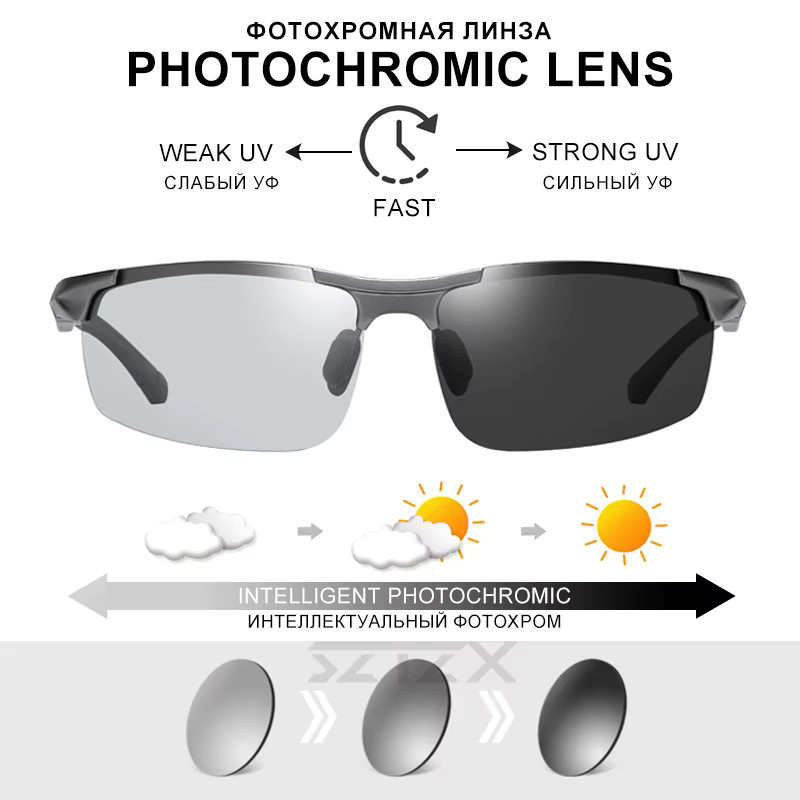 SZTZX Sportsonnenbrille, randlos, Aluminium, polarisiert, Männer - Bild 3