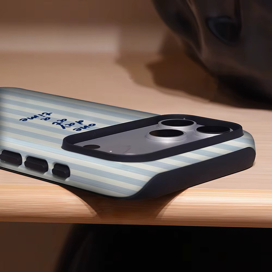 Robuste doppelschichtige Magnet-Handyhülle mit hellblauen Streifen für iPhone 17 16 15 14 13 Pro Max Plus von Potdemiel - Bild 3