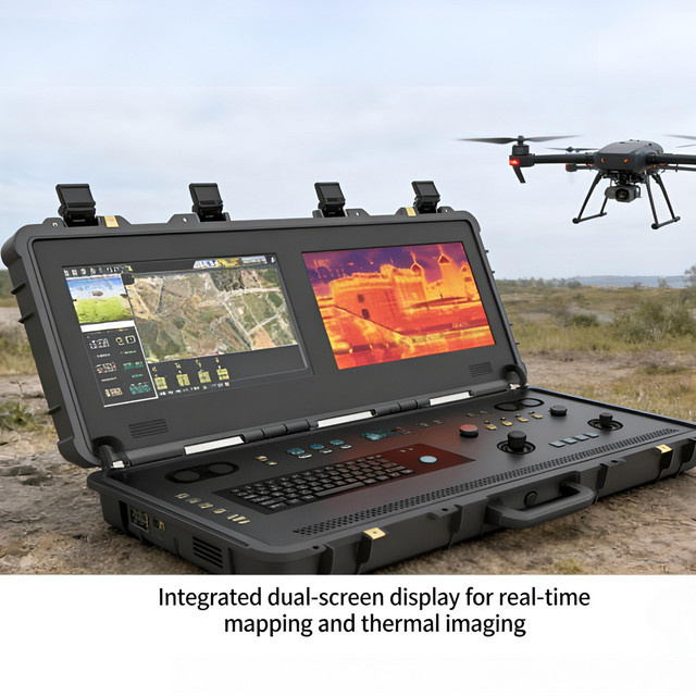 XINGKAITECH Dual-Screen RC-Bodenkontrollstation für VTOL UAV in Schwarz mit Video-Telemetrie und RC-Verbindungskommunikation - Bild 1
