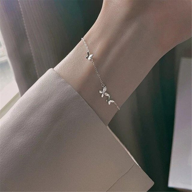 Armband 925 Silber, Zirkonia, Schmetterling Anhänger, Damen - Bild 1