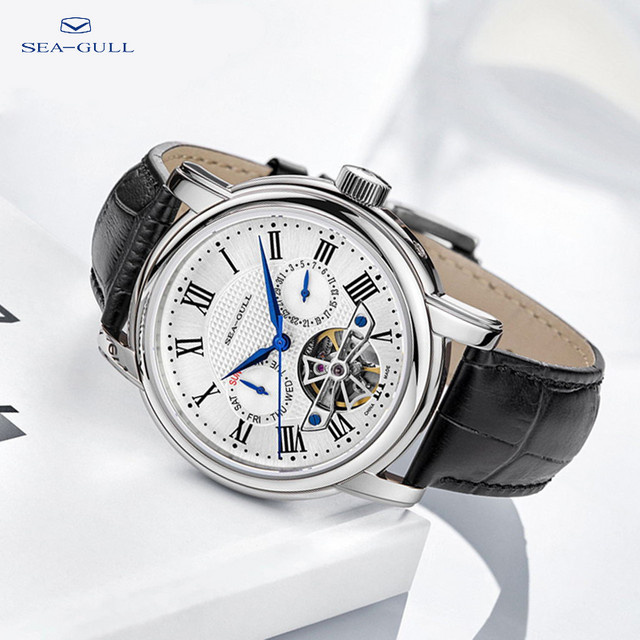 Sea-Gull Armbanduhr, Automatik, Edelstahl, Silber, Weiß, Herren - Bild 1